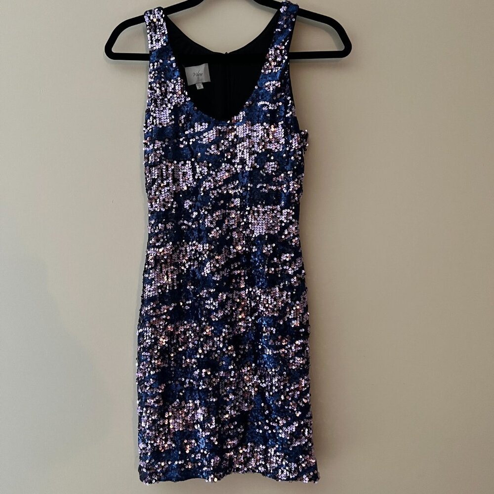 Melina Sz M Sequin Party Vegas Mini Dress Women’s Navy Purple